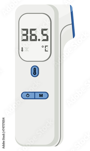 Medical equipment, Electronic infrared ear thermometers type of thermometer that uses infrared technology to measure the temperature of the eardrum. Flat design