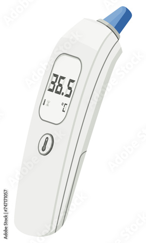 Medical equipment, Electronic infrared ear thermometers type of thermometer that uses infrared technology to measure the temperature of the eardrum. Flat design
