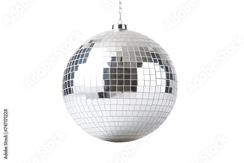Details in the pub, silver night club lighting mirror-ball ,disco ball isolated on transparent and white background.PNG image. 