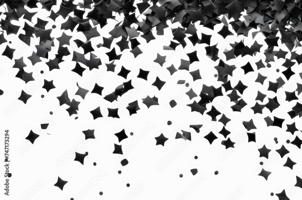 Black Confetti Scatter on White Backdrop Black Confetti Scatter on White Backdrop