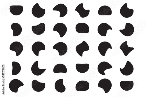 Blob shapes. Random blotch vector set. Black abstract shapes, organic blobs and blotch of irregular shape. Organic abstract simple fluid elements. isolated on white background. vector illustration
