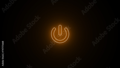 Glowing Power Button icon. Neon on off switching buttons. photo