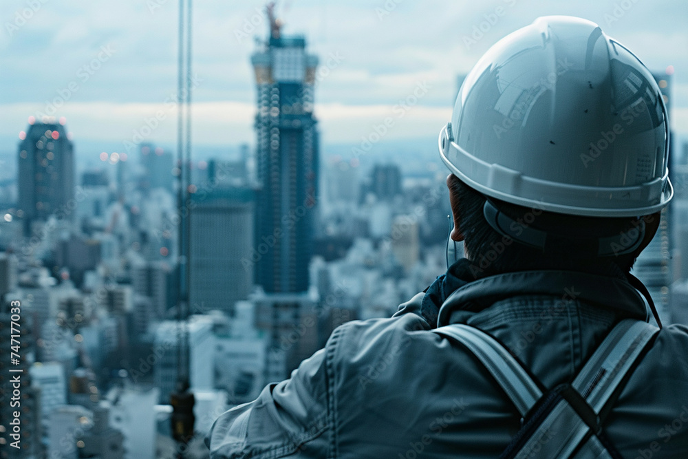 close-up shot capturing the intensity and concentration of an engineer team wearing hardhats, their collaborative efforts shaping the skyline of a modern city, photo close-up shot capturing the intensity and concentration of an engineer team wearing hardhats, their collaborative efforts shaping the skyline of a modern city, photo