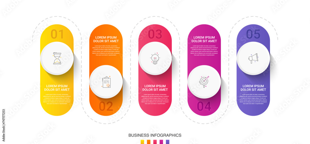 Vector infographic design template. Modern timeline concept with five ...