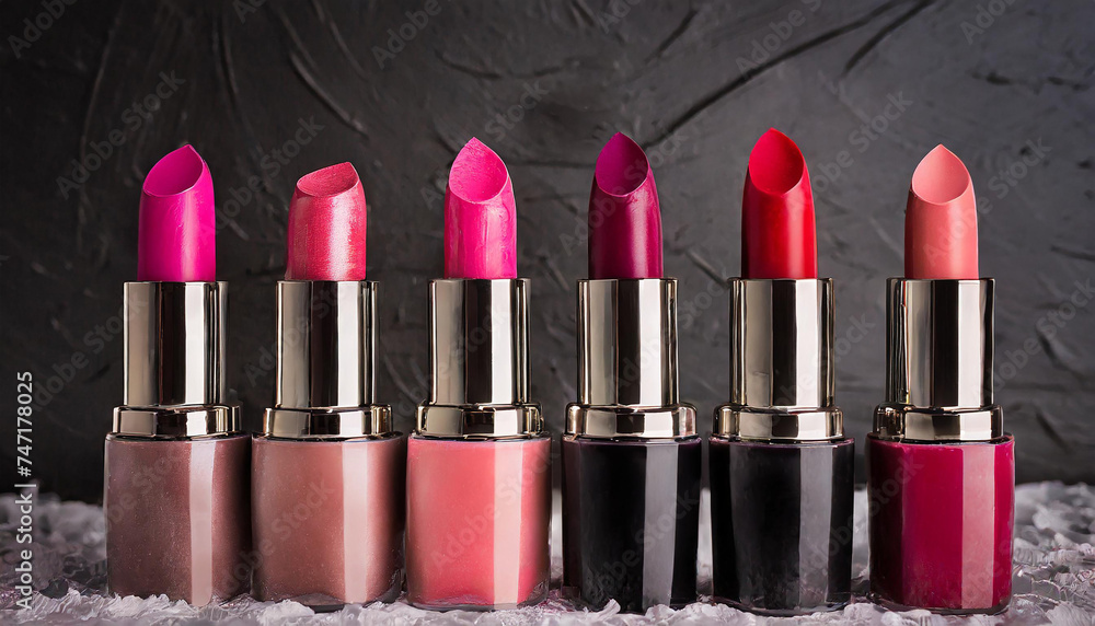 Obraz premium Set of lipstick of different colors. Woman cosmetics. Make up concept.