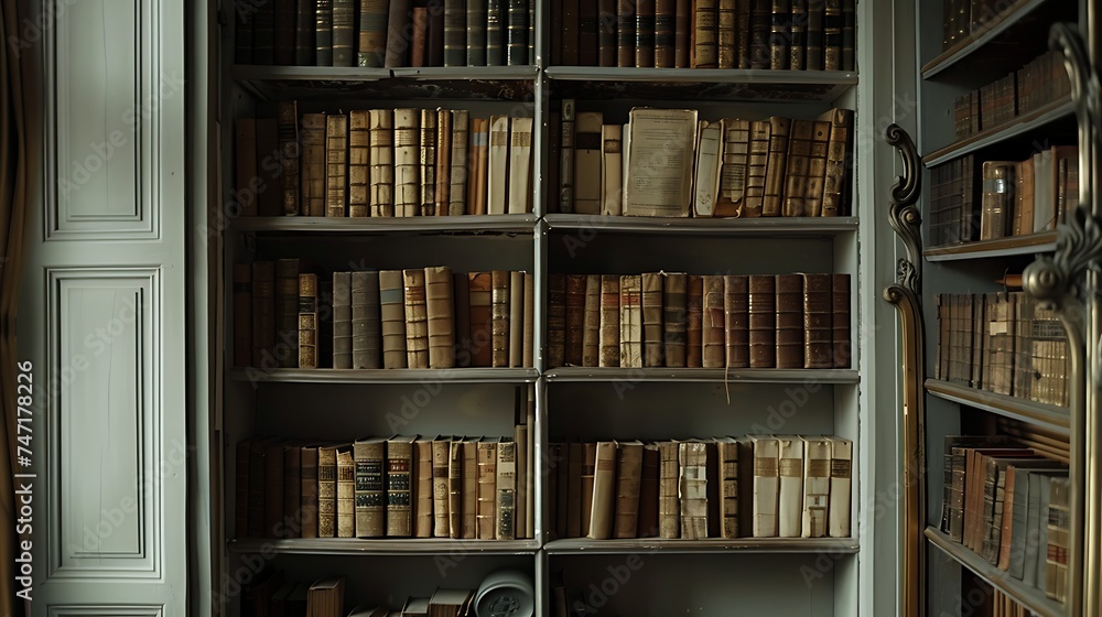 White wooden bookcase filled with books Zoom Virtual Background. Generative Ai
White wooden bookcase filled with books Zoom Virtual Background. Generative Ai