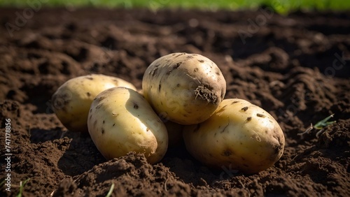 fresh potatoes in a field