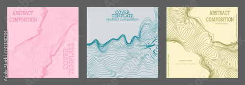 Background of wavy lines. Abstract template for the cover, interior, banners, posters, flyers. The idea of product packaging, print and design creativity