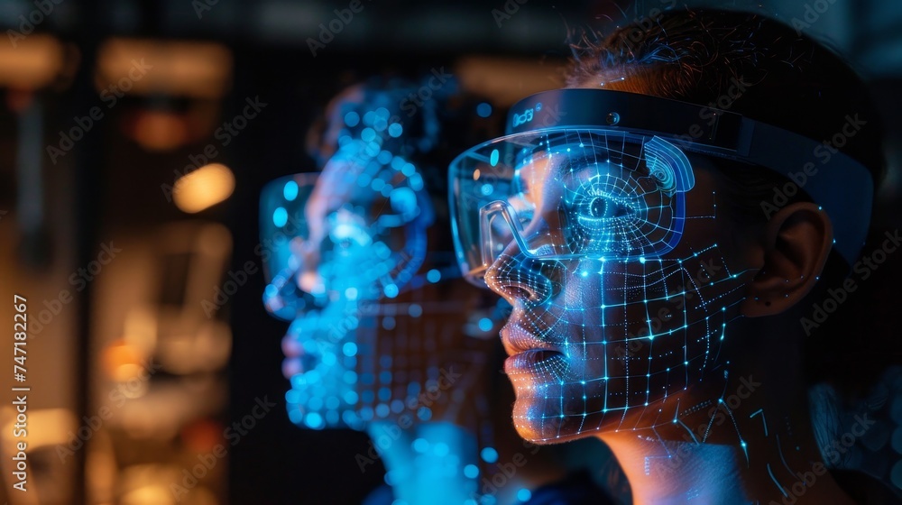Futuristic Digital Human Face Concept Art Futuristic Digital Human Face Concept Art