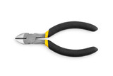 Yellow side cutters on a white background. Side cutting tool.	