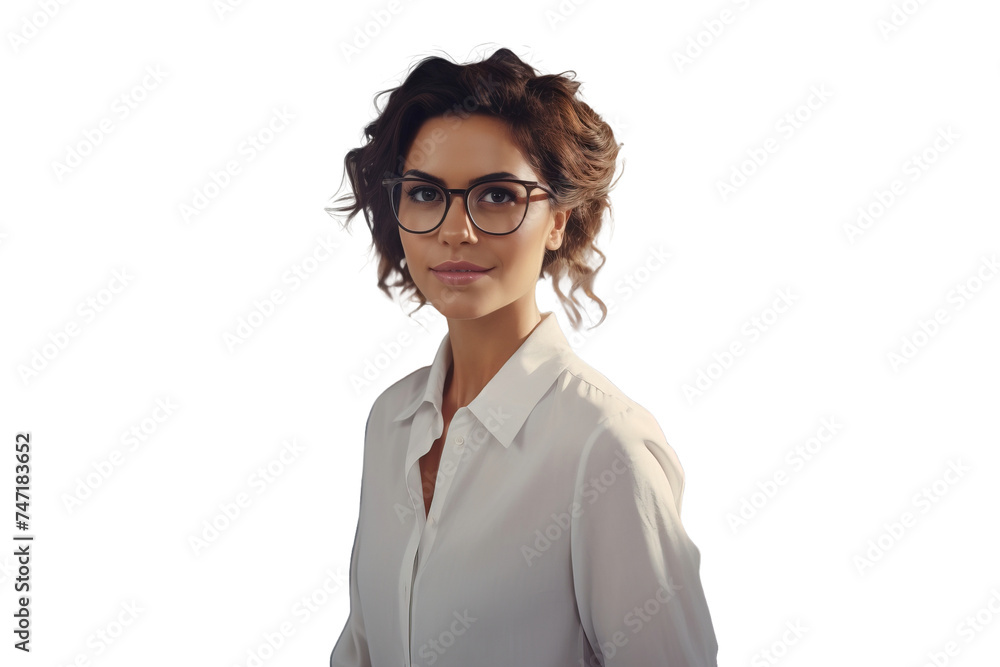 A positive female office employee in a shirt A positive female office employee in a shirt