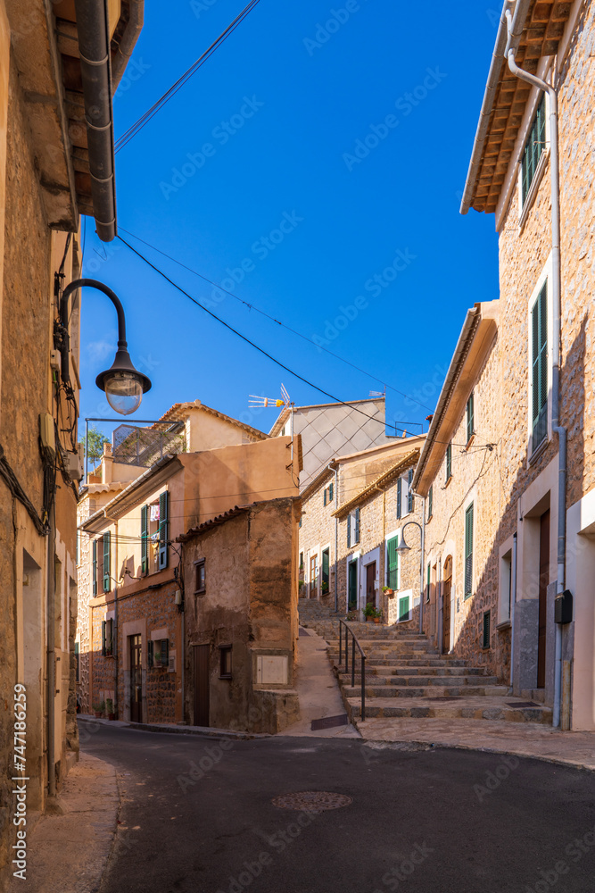 Cozy streets in the city of Port de Soller, Mallorca, Majorca, Balearic Islands, Spain