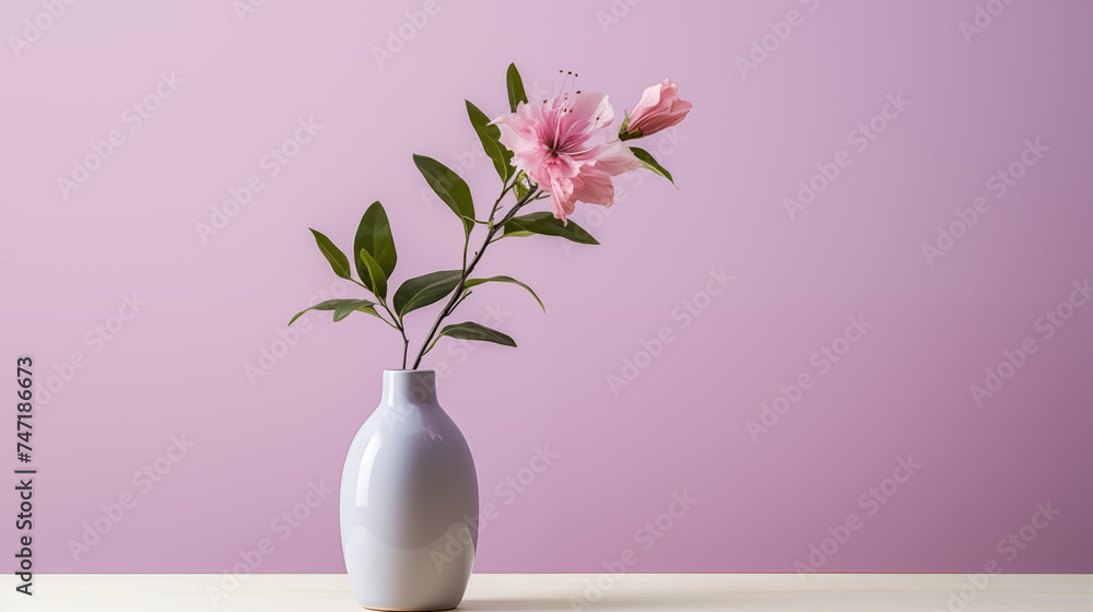 Petite fleur dans un vase, arrière-plan coloré, rose. Nature, plante, fleurs. Espace vide de composition, fond pour conception et création graphique.