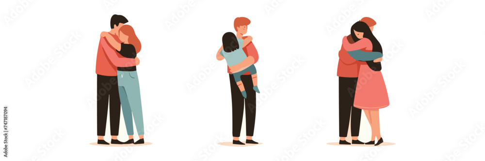 Fototapeta premium illustration of people showing love to each other, vector, icon