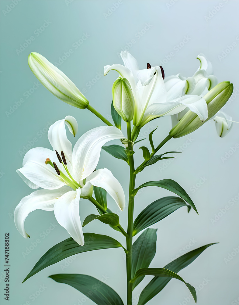 Fototapeta premium Beautiful bouquet of flowers in bright colors for studio and wall art, peony flowers and lilacs and roses