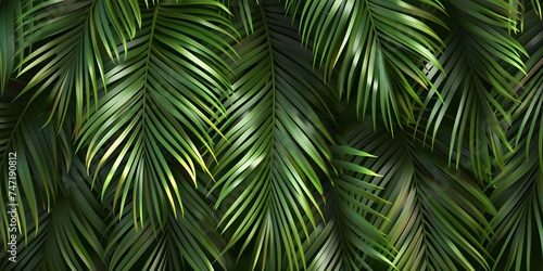 Leaves of palm tree. Seamless pattern. Vector background