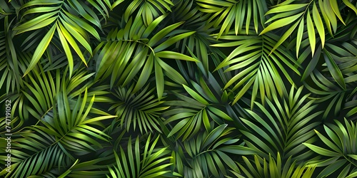 Leaves of palm tree. Seamless pattern. Vector background