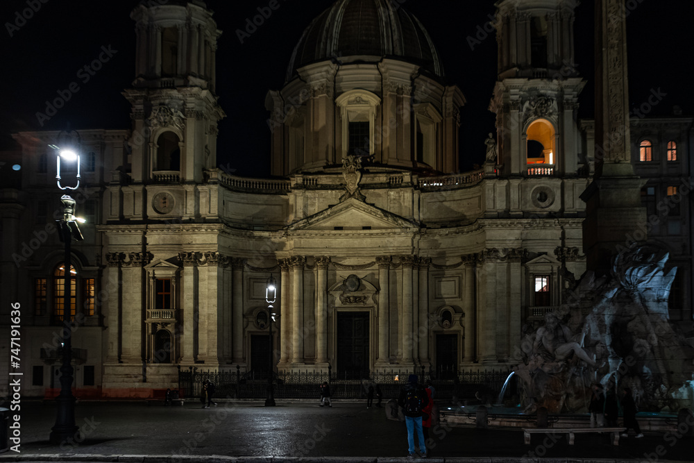 Piazza Navona at night, Rome, Italy