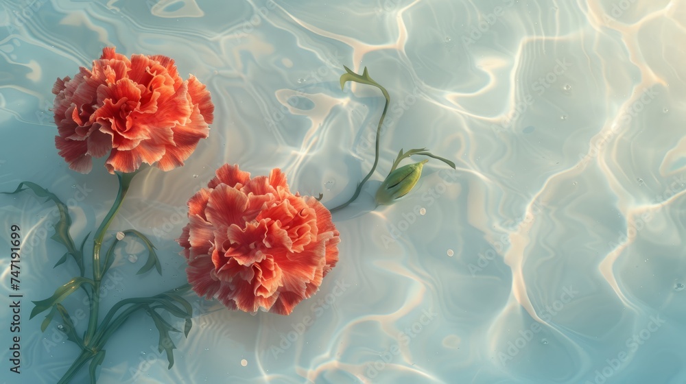 carnations in water. carnations in water.
