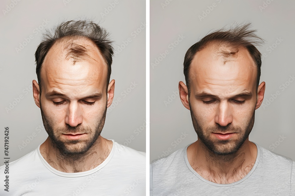 Fototapeta premium Male head with circular thinning hair or alopecia.