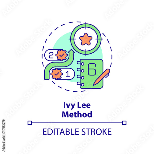 Ivy Lee method multi color concept icon. Time management. Round shape line illustration. Abstract idea. Graphic design. Easy to use in infographic, promotional material, article, blog post
