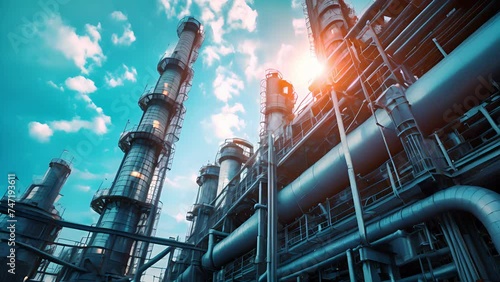 factory use clean energy, industrial, factory, pollution, technology, environment, energy, gas, chimney, plant, chemical, manufacturing, engineering, fuel, petrochemical. photo
