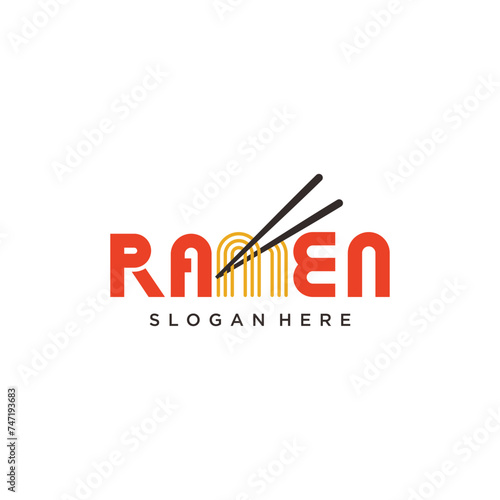 Ramen logo with creative element style premium vector