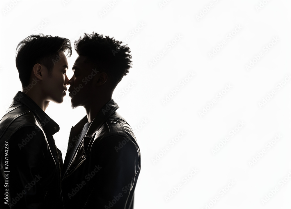 Interracial gay couple concept. Asia and african american men ...