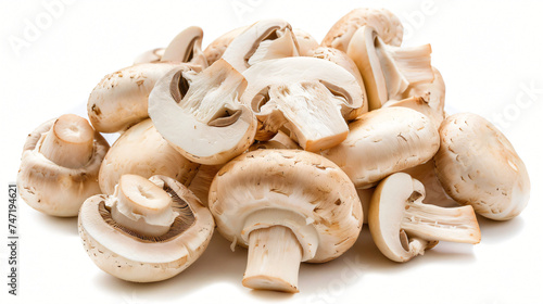 Fresh champignon mushroom isolated on white.