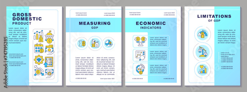 GDP economic indicator brochure template. Capital appreciation. Leaflet design with linear icons. Editable 4 vector layouts for presentation, annual reports. Arial-Black, Myriad Pro-Regular fonts used
