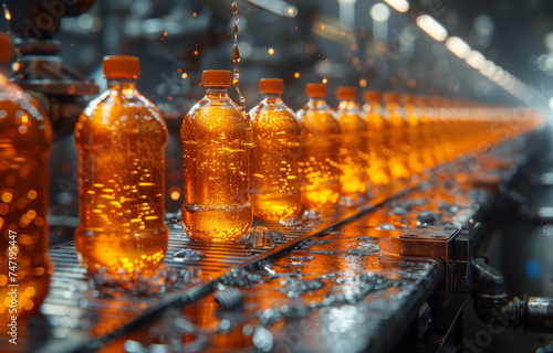 The process of filling and sealing plastic bottles with beer