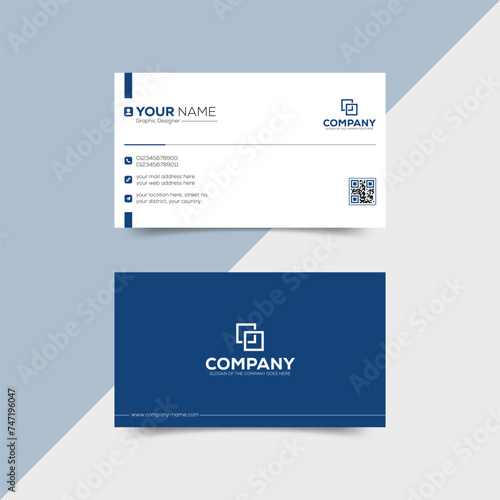 Corporate Blue Minimal Business Card Design, Flat Business Card Design