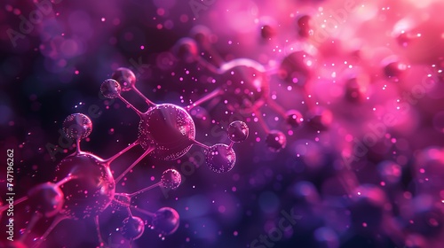 Hemoglobin molecule structure backdrop with deep pink and dark backdrop and space for text or product, Generative AI. photo