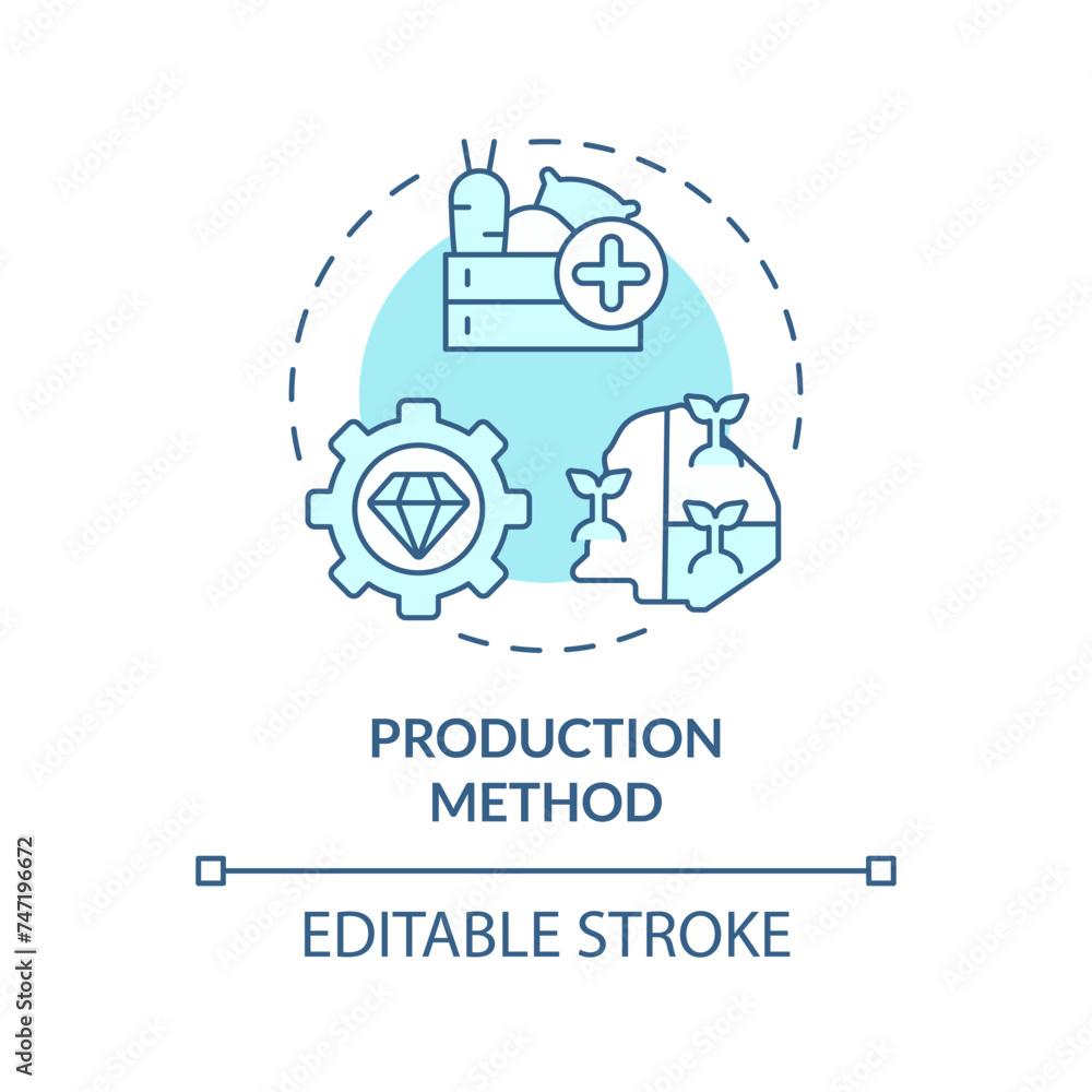 Production method soft blue concept icon. National industry growth. Macro economics, gdp calculating. Round shape line illustration. Abstract idea. Graphic design. Easy to use in brochure, booklet Production method soft blue concept icon. National industry growth. Macro economics, gdp calculating. Round shape line illustration. Abstract idea. Graphic design. Easy to use in brochure, booklet