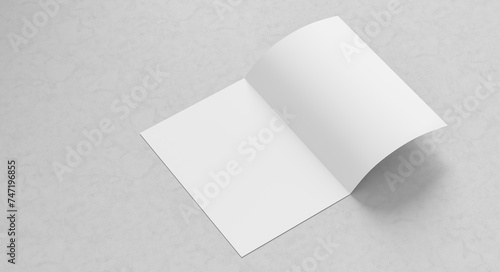 Bi fold brochure mock up isolated on white background. Bi fold paper mock up. 3D illustration © Salih