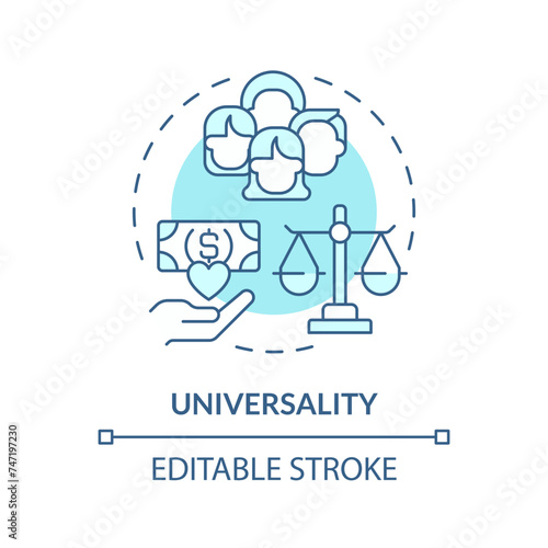 Universal basic income soft blue concept icon. Socioeconomical policy equality. Financial sustainability. Round shape line illustration. Abstract idea. Graphic design. Easy to use in brochure