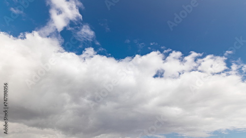 Blue sky with white cloud closeup motion panoramic timelapse.
