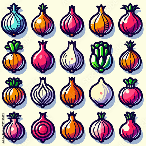 onion icon logo Fresh vegetable isolated Illustration 