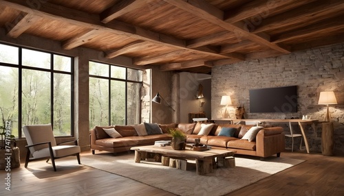 loft space where the rustic charm of wooden ceilings sets the tone for a cozy and inviting atmosphere.