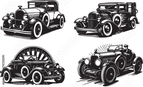 vintage classic car vector illustration photo