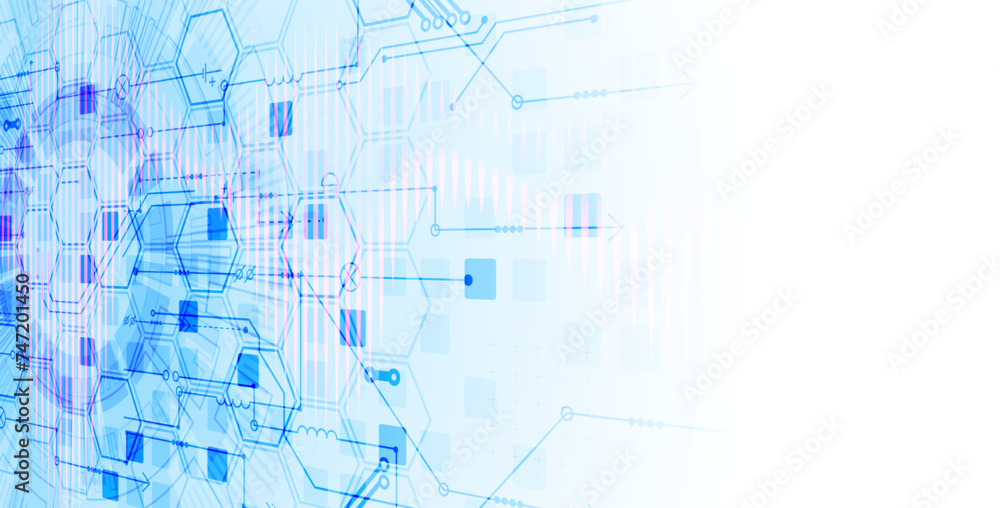 Scientific and technological concept with the use of technical elements formed in the shape of a circle.