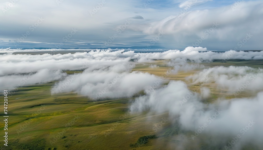 Morning landscape. Mongolian prairies and clouds above them generated AI Morning landscape. Mongolian prairies and clouds above them generated AI