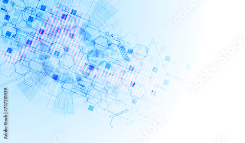 Scientific and technological concept with the use of technical elements formed in the shape of a circle.