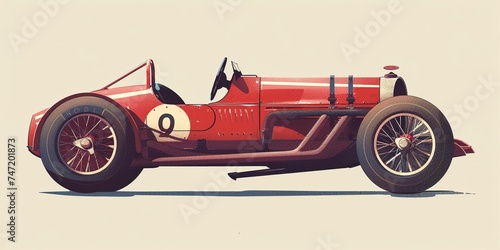 red vintage racing car illustration 