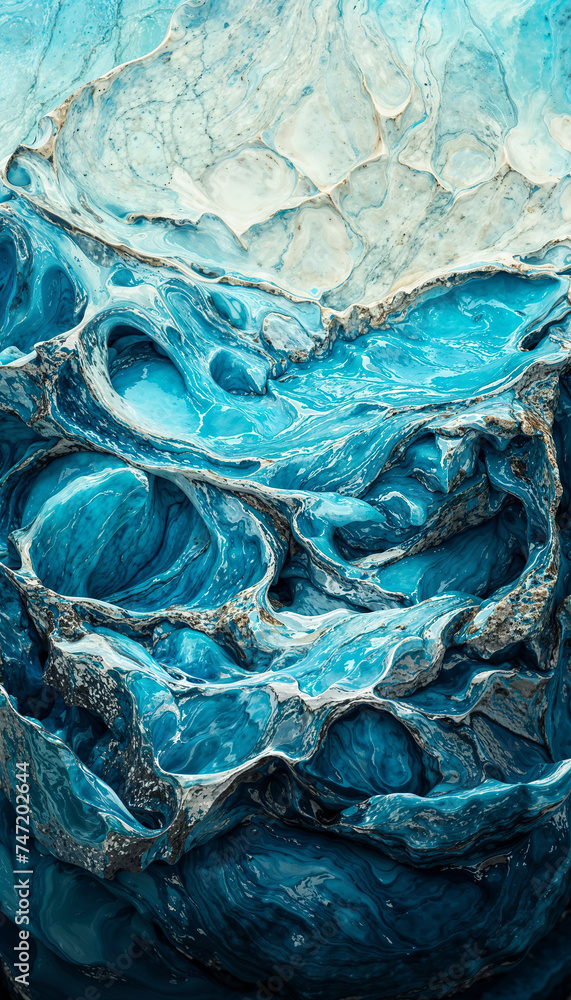 Fototapeta premium Abstract cold ice blue glacier texture background.