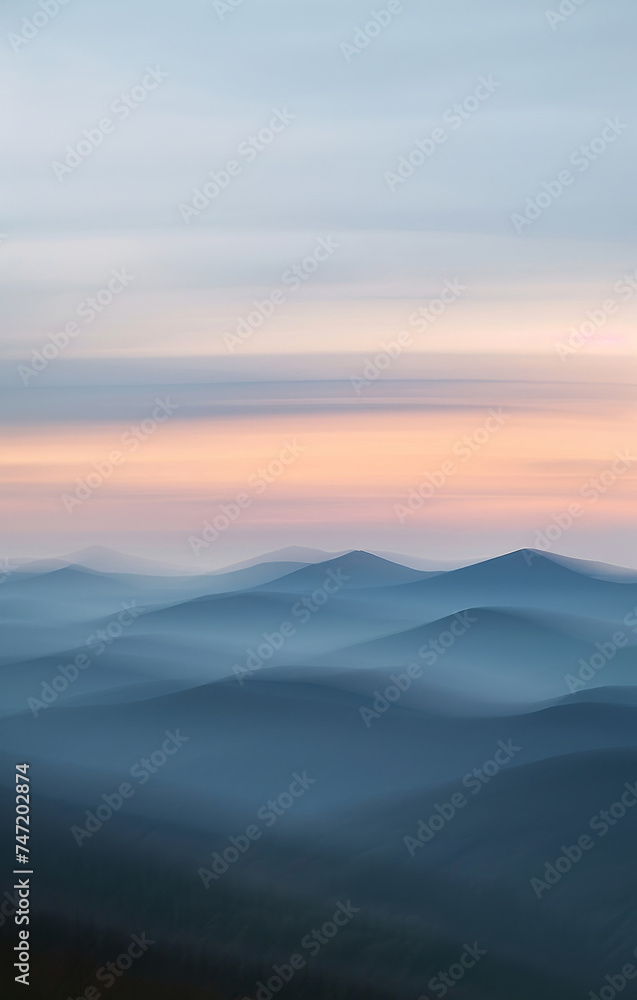 Foggy Mountain Range Panorama