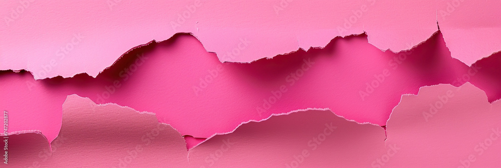 Torn bright pink paper background with space for text, vivid color pink banner Torn bright pink paper background with space for text, vivid color pink banner