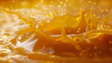 Golden yellow splash of caramel. 3d illustration