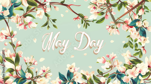 May Day, Include a border of blossoming branches
