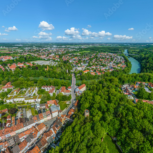 Die oberbayerische Stadt Landsberg am Lech von oben photo